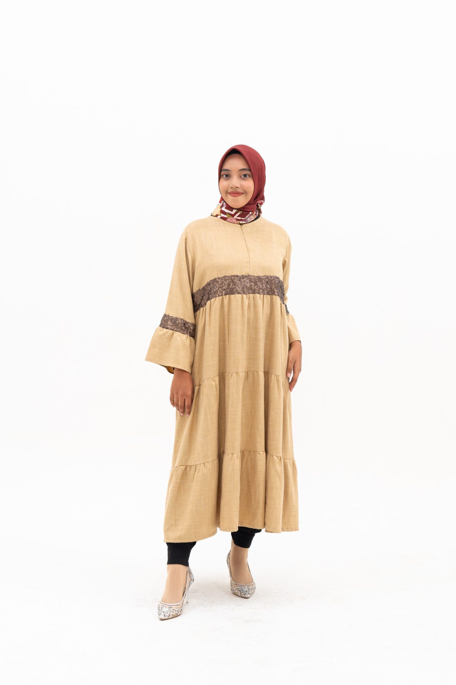 Mawar Dress Katun Madina variasi payet