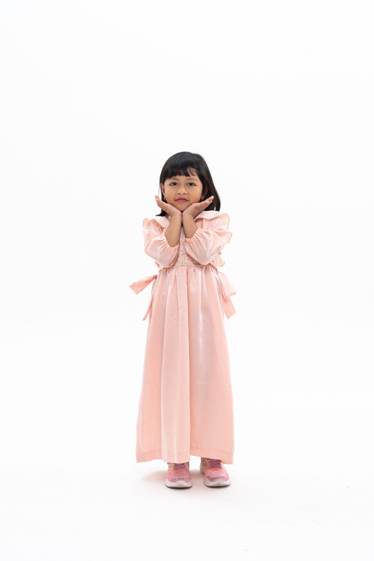 Peach dress anak couple maxmara kombinasi brokat