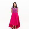 Teratai dress silk rubine red dikombinasi brokat