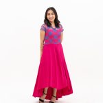 Teratai dress silk rubine red dikombinasi brokat