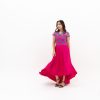 Teratai dress silk rubine red dikombinasi brokat