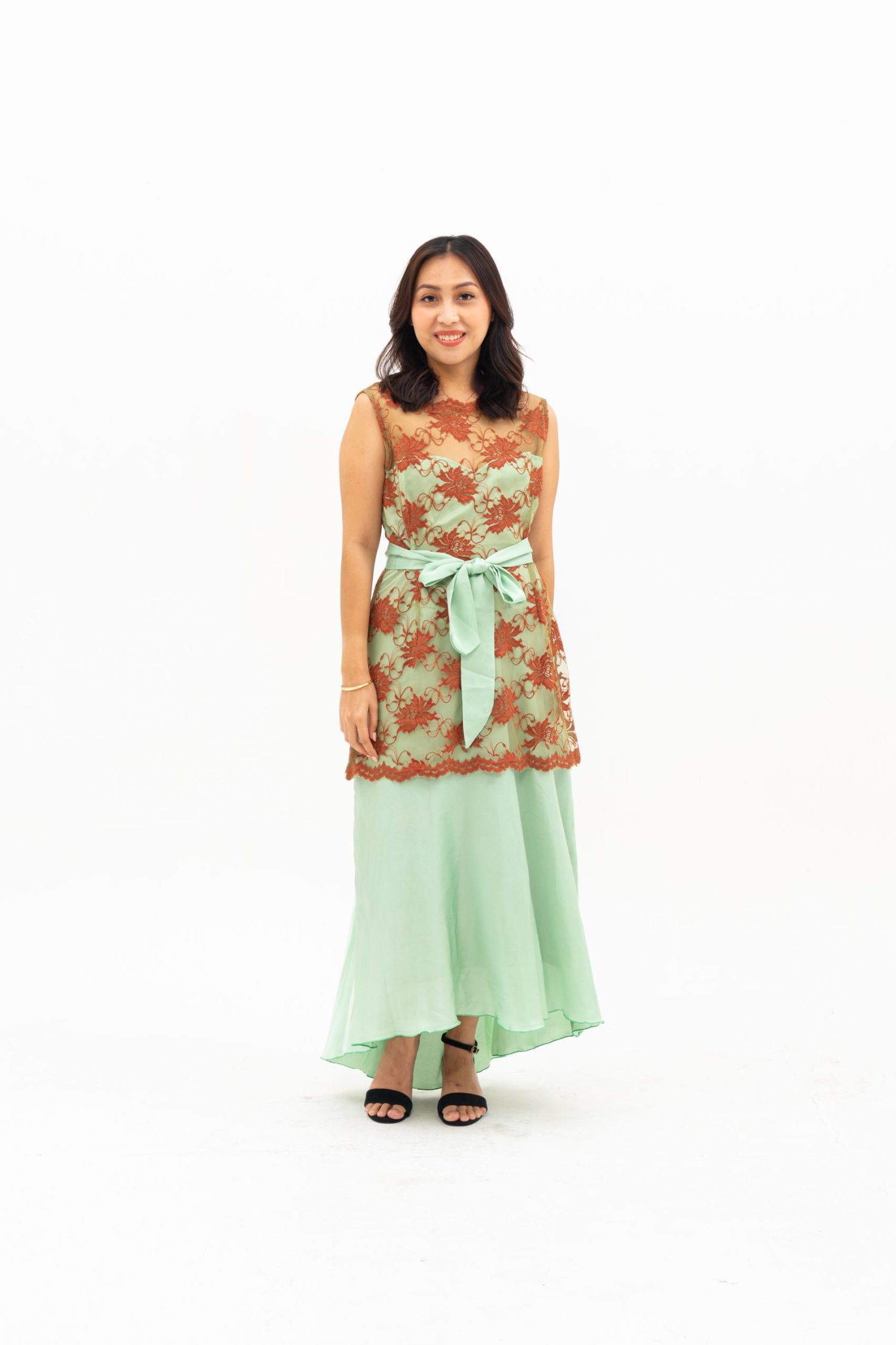 Teratai dress silk mix brokat tanpa lengan